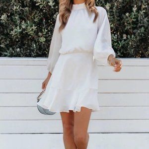 Vici Call Me Angel Textured Satin Dress - White